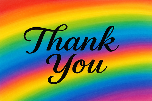Thank you auf regenbogen hintergrund